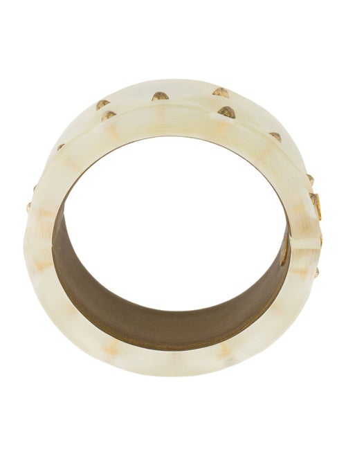 Alexis Bittar Lucite Studded Quilted Hinged Bangle Bracelet