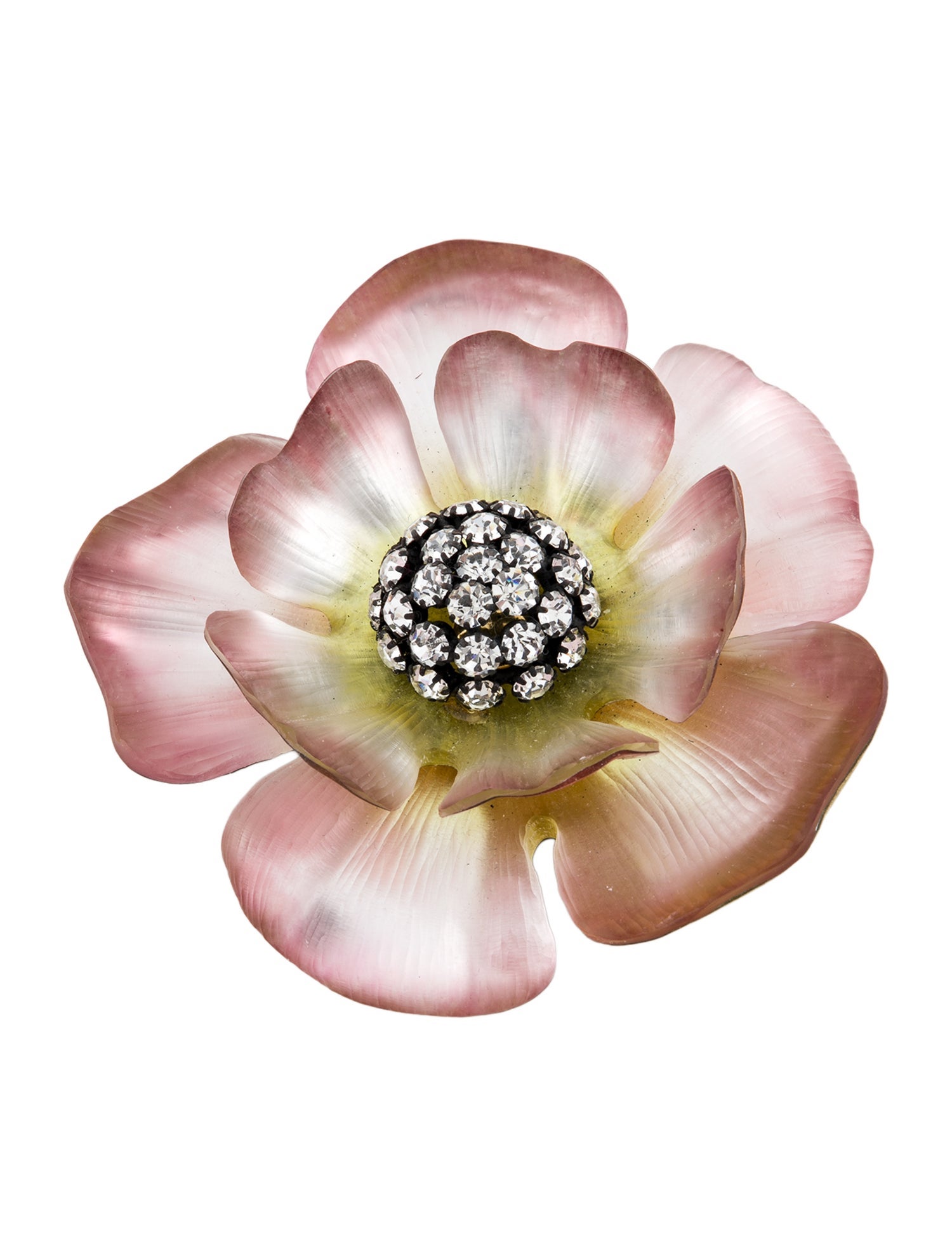 Alexis Bittar Lucite & Crystal Oversized Flower Brooch