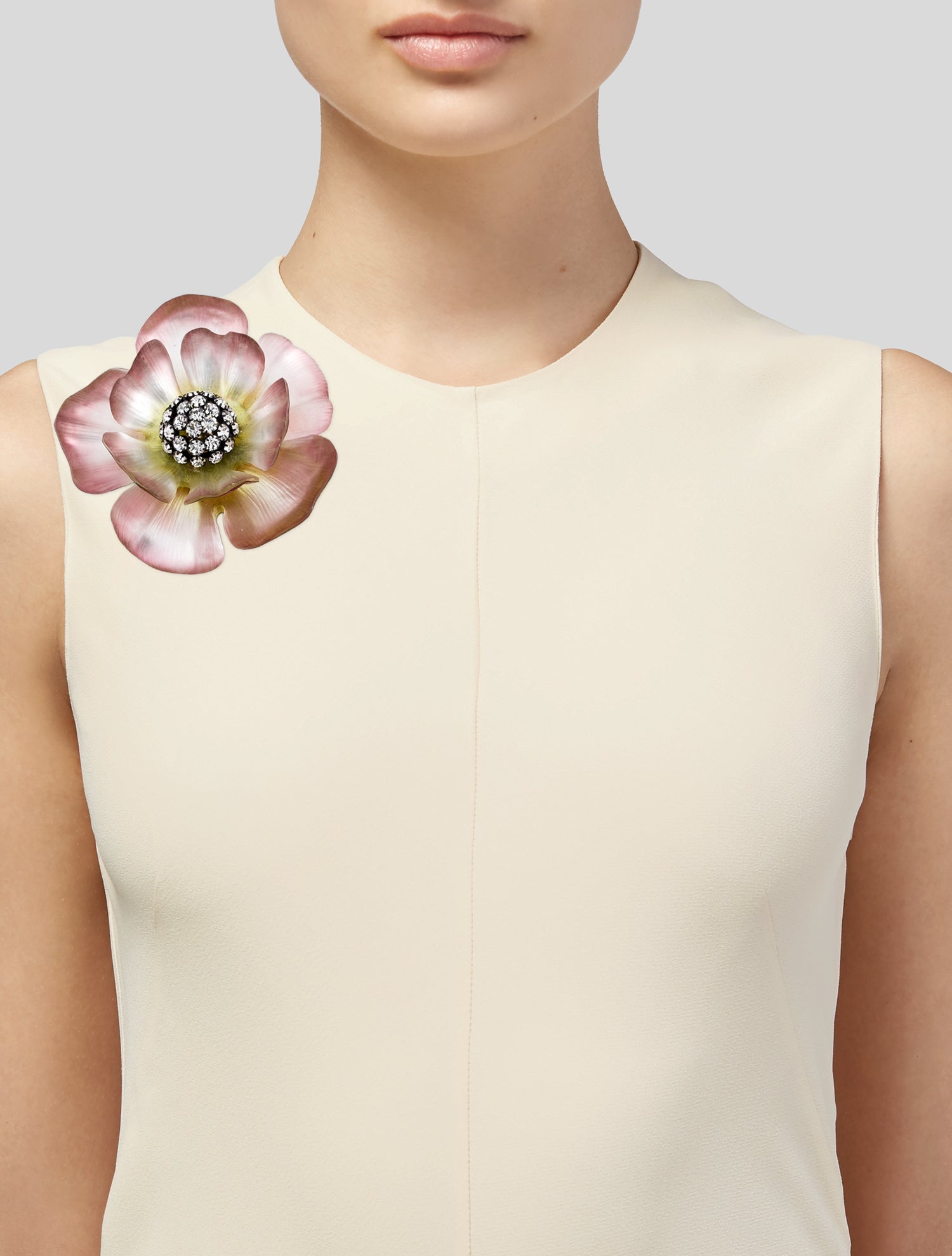 Alexis Bittar Lucite & Crystal Oversized Flower Brooch