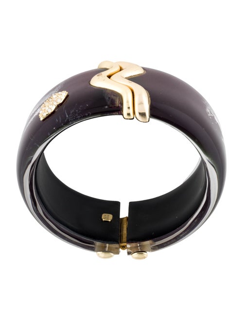 Alexis Bittar Crystal & Lucite Liquid Gold Lips Hinged Bangle Bracelet