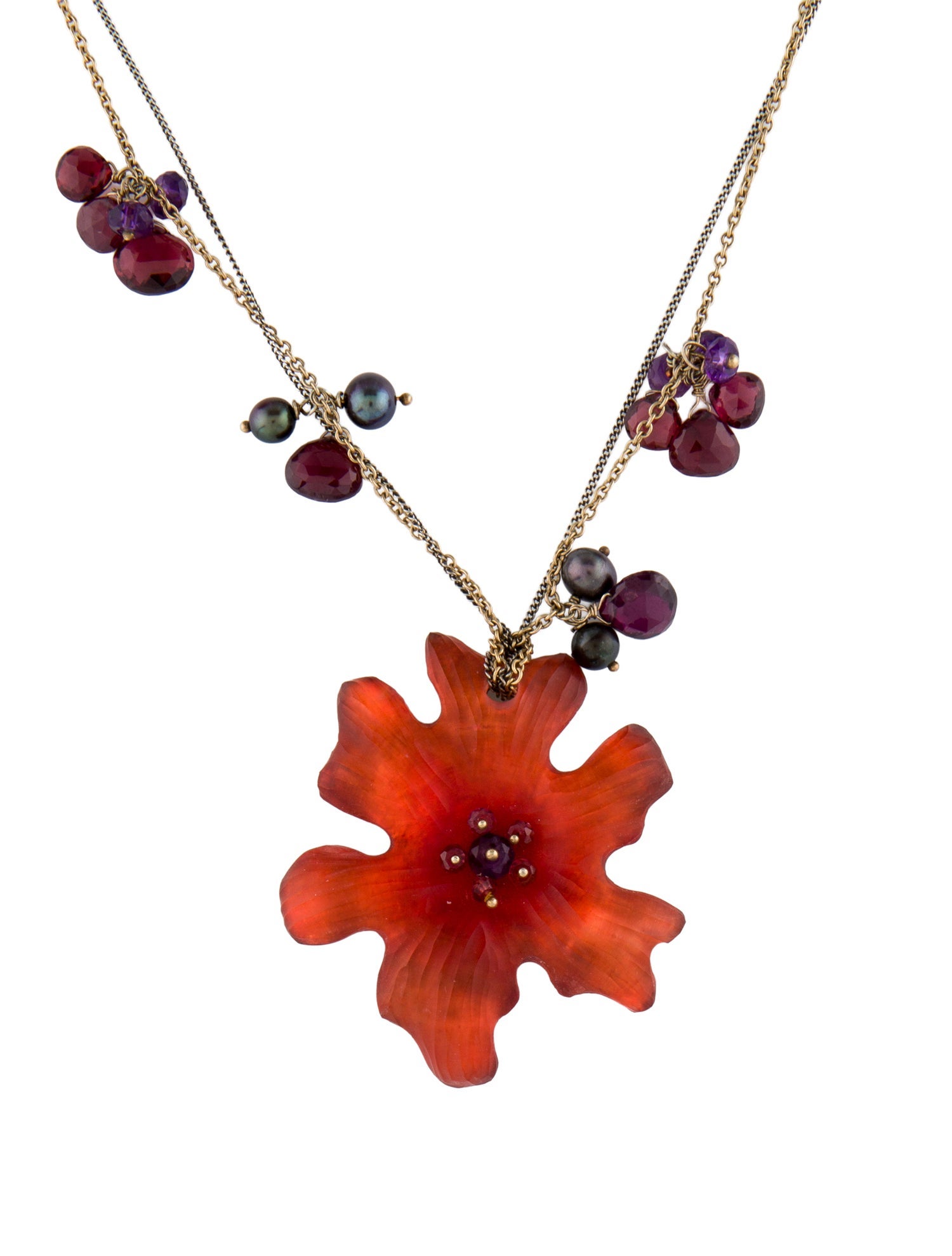 Alexis Bittar Pearl, Multistone & Lucite Flower Pendant Necklace