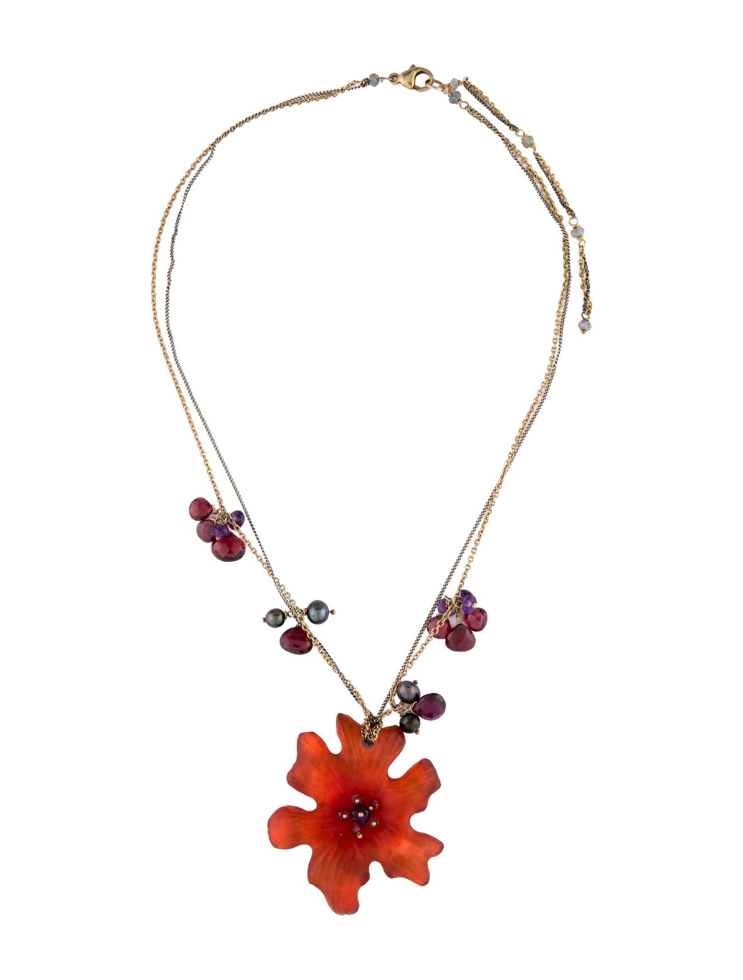 Alexis Bittar Pearl, Multistone & Lucite Flower Pendant Necklace