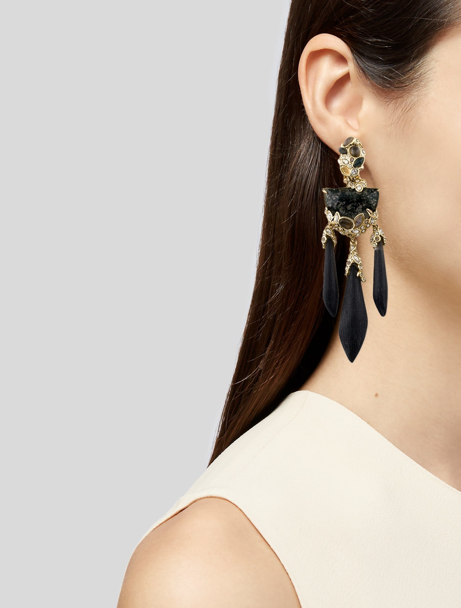 Alexis Bittar Crystal & Lucite Clip-On Chandelier Earrings