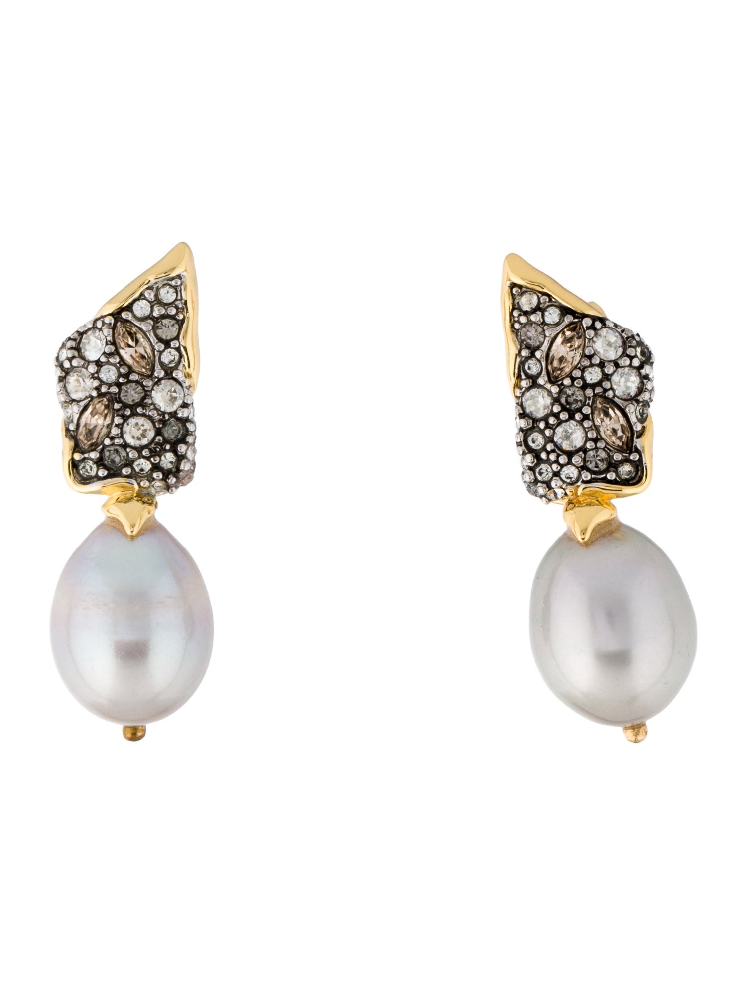 Alexis Bittar Crystal Encrusted & Faux Pearl Drop Earrings