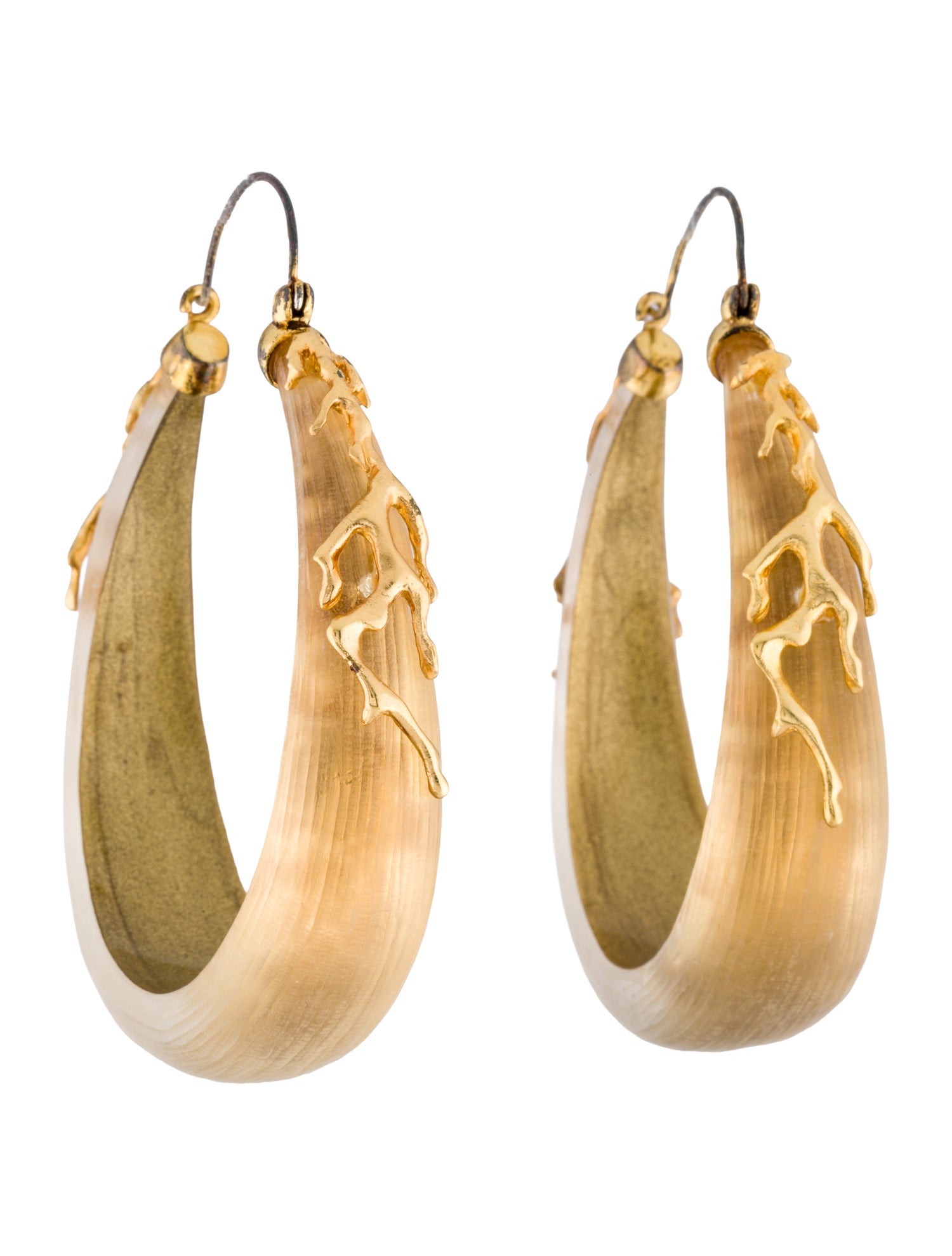 Alexis Bittar Lucite Coral Deco Hoop Earrings