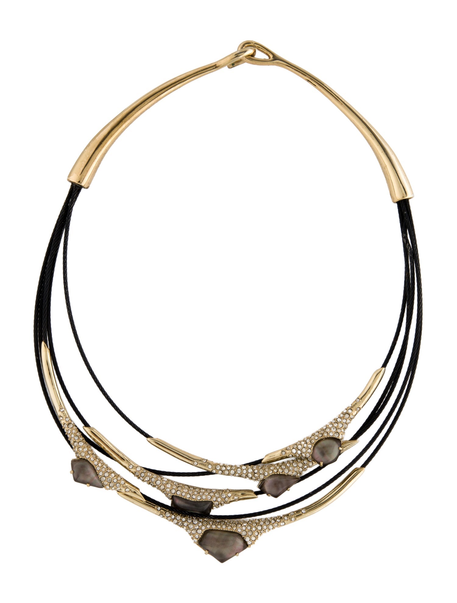 Alexis Bittar Mother of Pearl & Crystal Miss Havisham Cable Collar Necklace