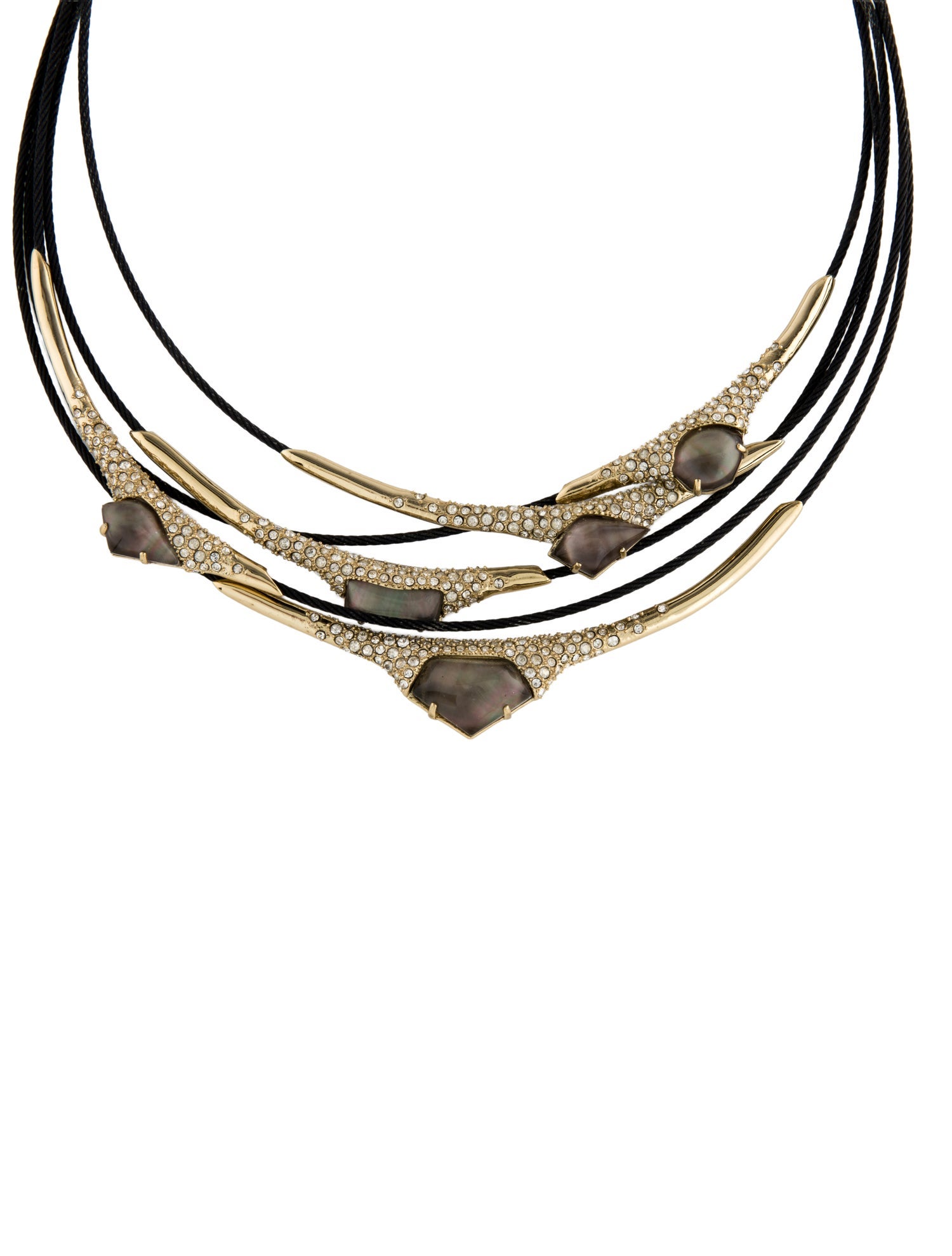 Alexis Bittar Mother of Pearl & Crystal Miss Havisham Cable Collar Necklace