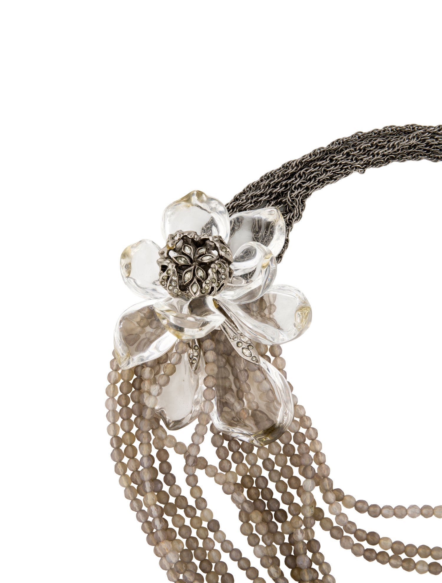 Alexis Bittar Lucite & Crystal Floral Multistrand Station Necklace
