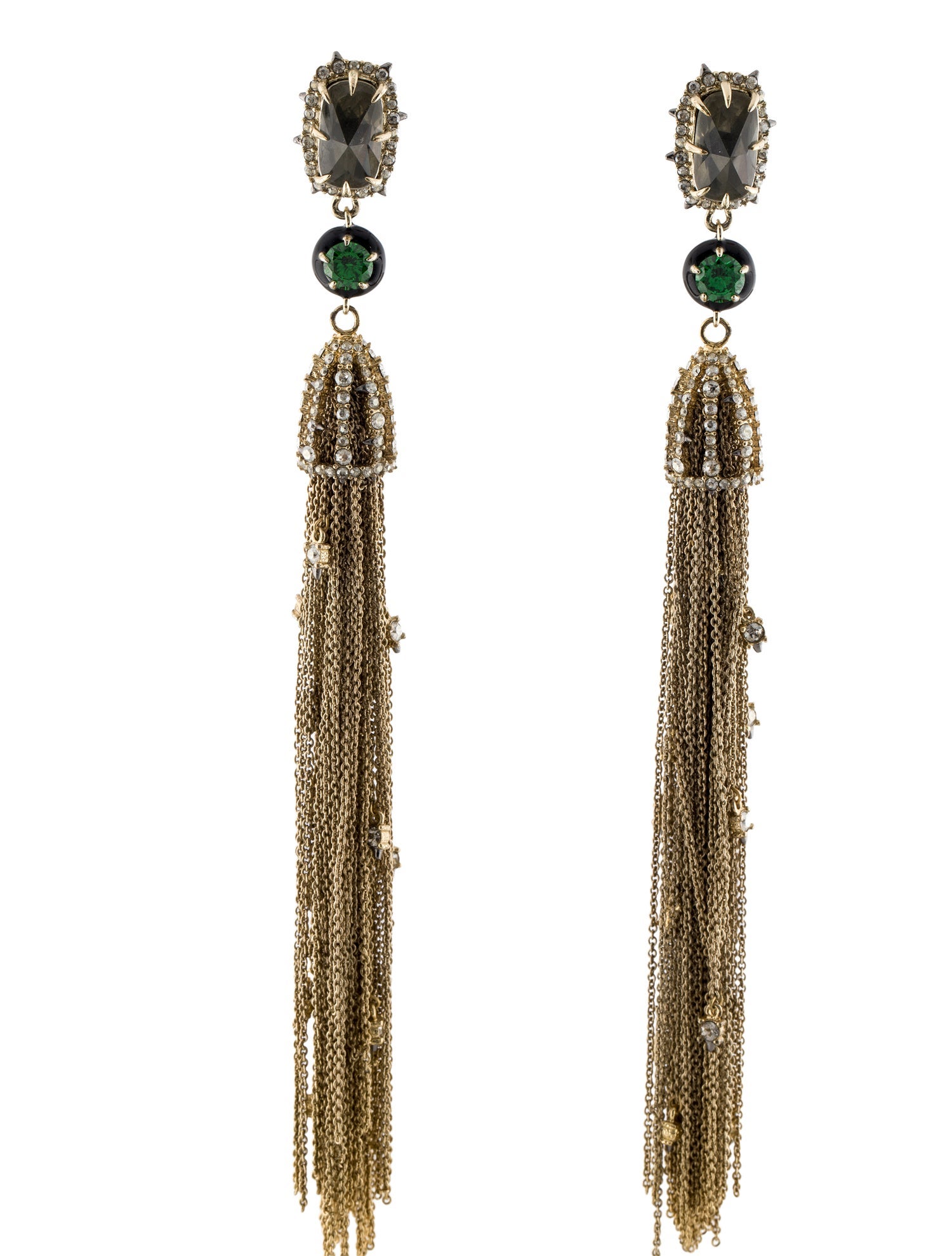 Alexis Bittar Cascading Crystal Tassel and Enamel Earrings