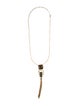 Alexis Bittar Abalone & Crystal Geometric Tassel Pendant Necklace