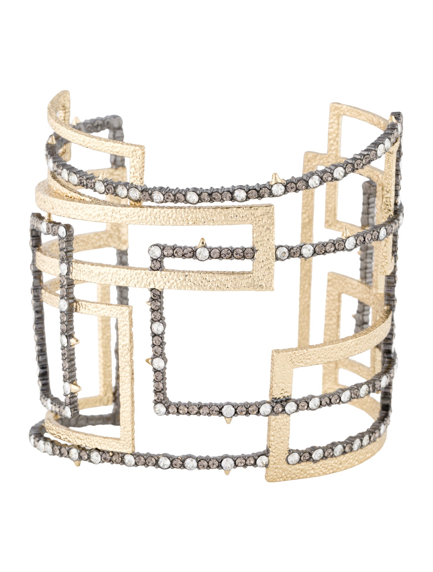 Alexis Bittar Brutalist Crystal Encrusted Cuff Bracelet