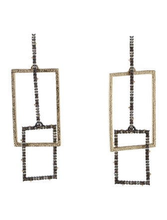 Alexis Bittar Crystal Encrusted Brutalist Link Post Earrings