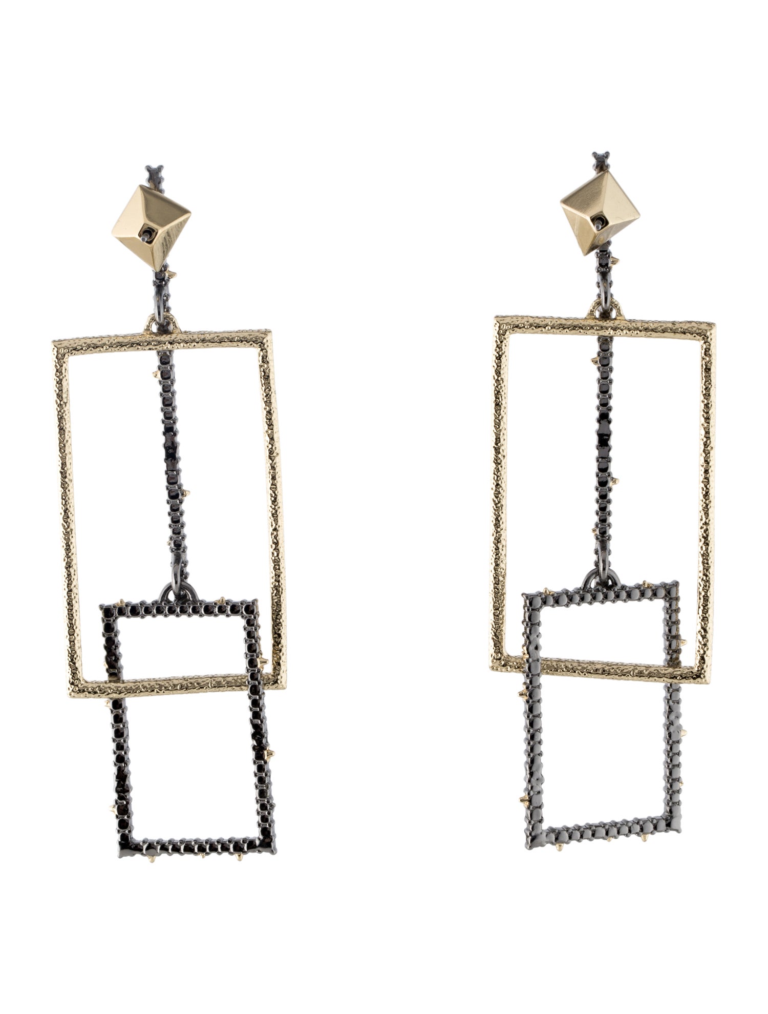 Alexis Bittar Crystal Encrusted Brutalist Link Post Earrings