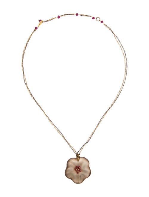 Alexis Bittar Lucite & Crystal Flower Pendant Necklace