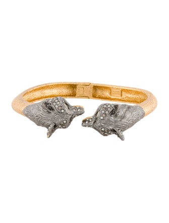 Alexis Bittar Crystal Fox Head Hinge Bangle Bracelet