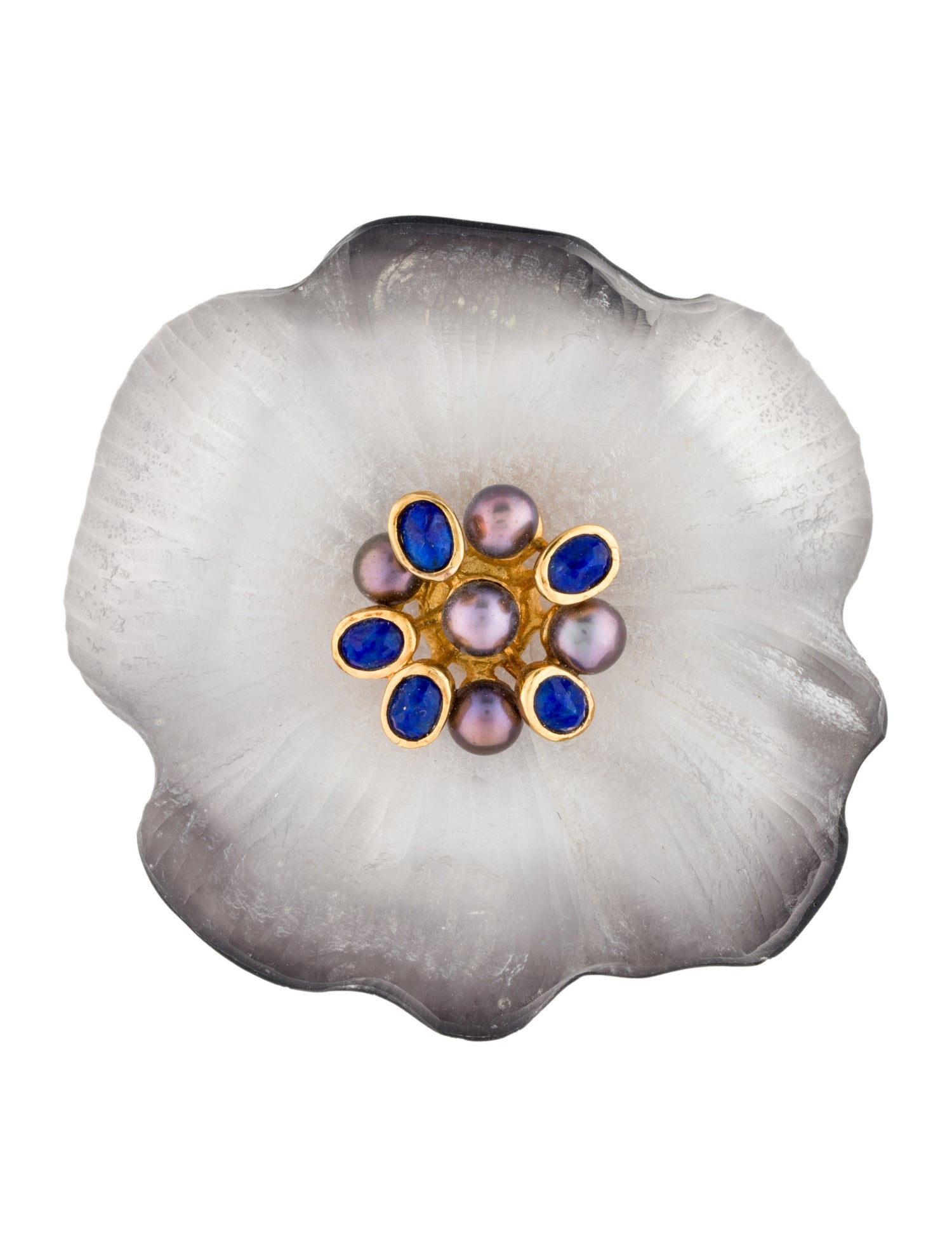 Alexis Bittar Dyed Pearl & Lucite Flower Brooch