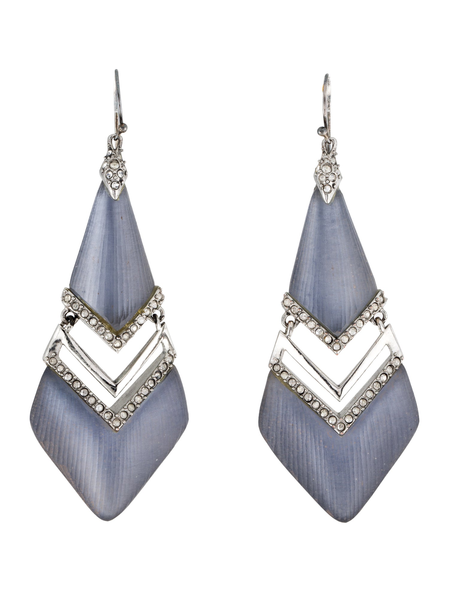 Alexis Bittar Crystal & Lucite Deco Chevron Drop Earrings
