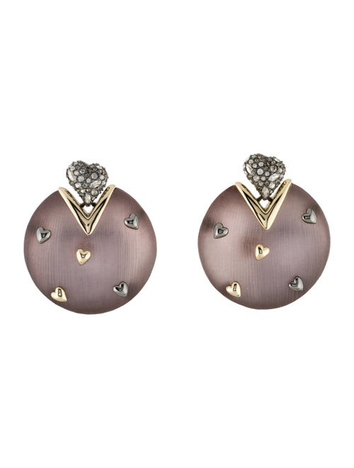 Alexis Bittar Crystal Encrusted Heart & Lucite Drop Earrings