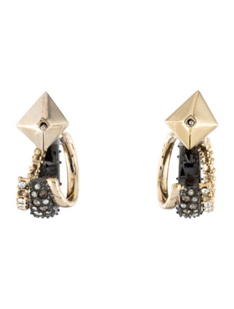 Alexis Bittar Crystal Encrusted Orbiting Stud Hoop Earrings