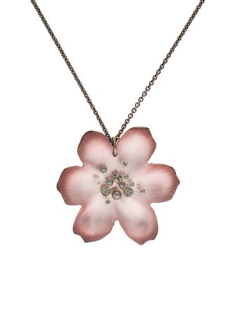 Alexis Bittar Faux Pearl, Crystal & Lucite Flower Pendant Necklace