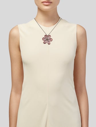 Alexis Bittar Faux Pearl, Crystal & Lucite Flower Pendant Necklace