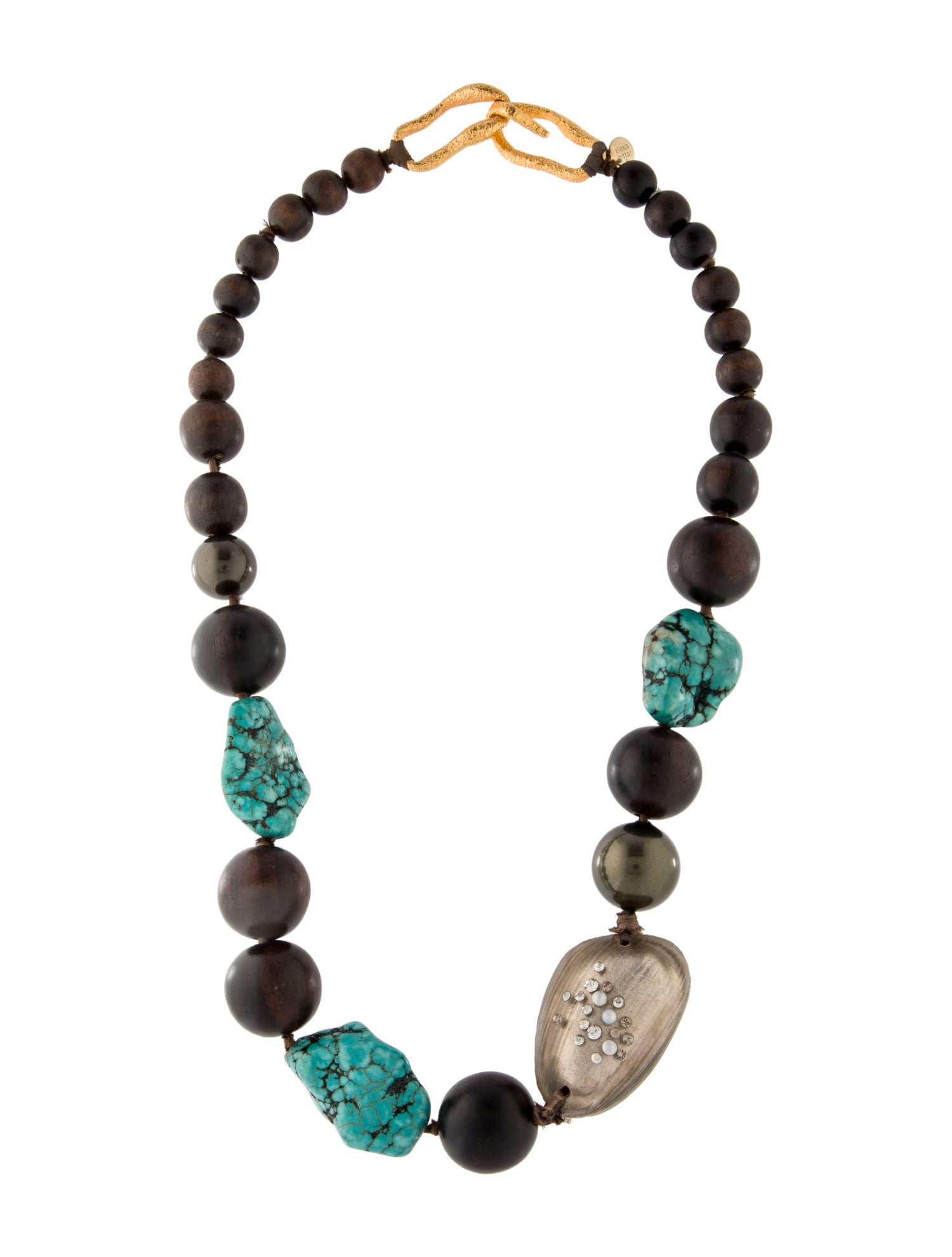 Alexis Bittar Faux Pearl, Wood & Crystal Bead Collar Necklace