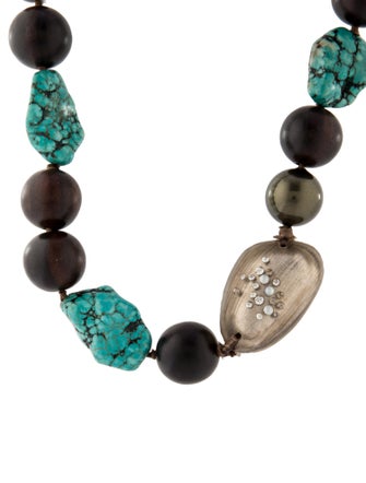 Alexis Bittar Faux Pearl, Wood & Crystal Bead Collar Necklace