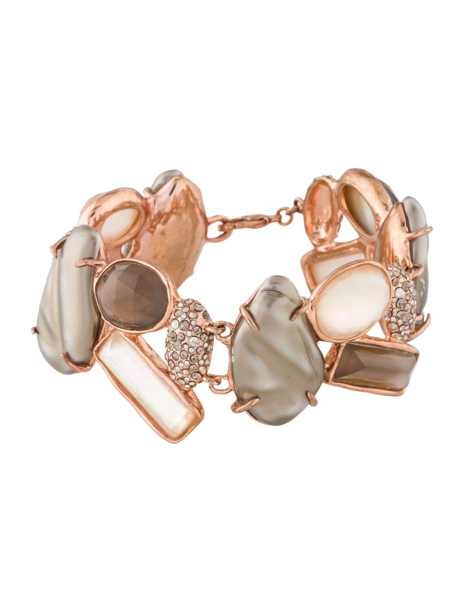 Alexis Bittar Mother of Pearl, Lucite & Crystal Link Bracelet