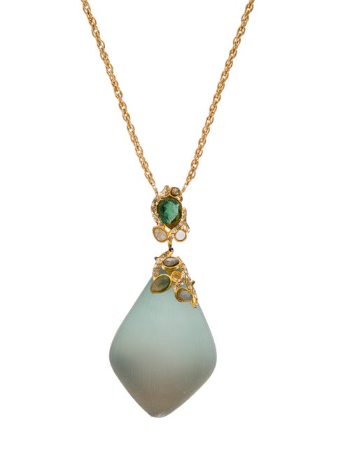 Alexis Bittar Crystal Encrustaed & Lucite Pendant Necklace