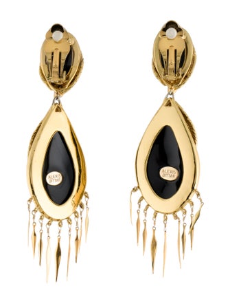 Alexis Bittar Lucite, Crystal & Resin Dangle Feather Drop Clip-On Earrings