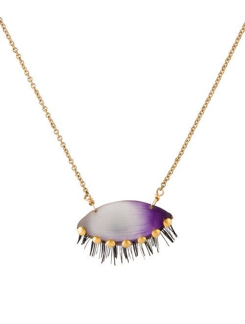 Alexis Bittar Archive Lucite Sleeping Eye Pendant Necklace