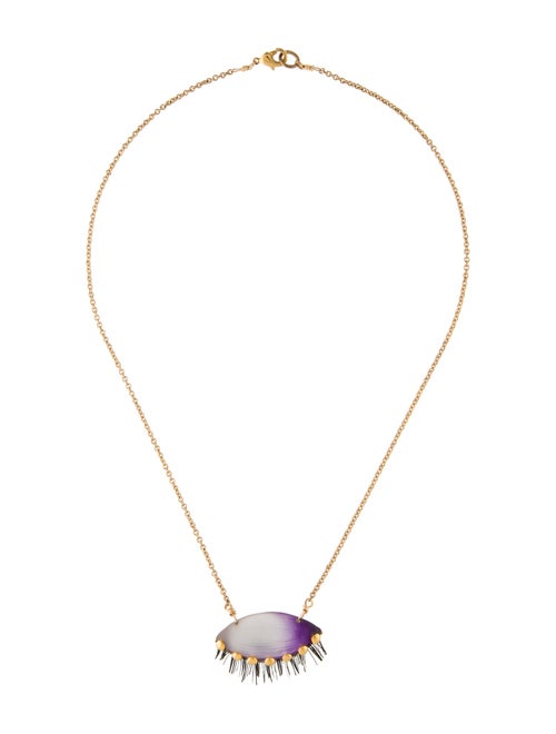 Alexis Bittar Archive Lucite Sleeping Eye Pendant Necklace