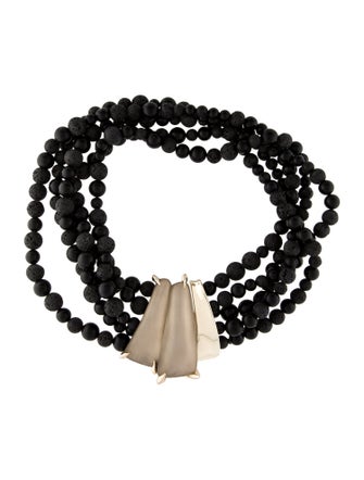 Alexis Bittar Lucite & Lava Bead Tressard Multi Strand Necklace