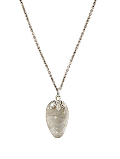 Alexis Bittar Crystal & Lucite Quilted Pendant Necklace