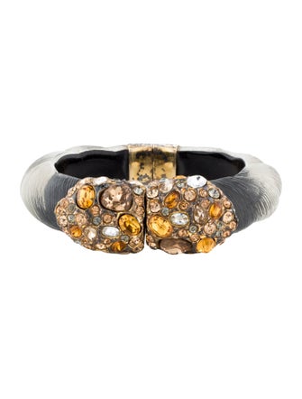Alexis Bittar Crystal Encrusted Lucite Hinged Bracelet