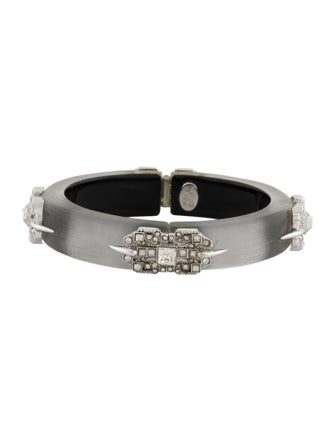 Alexis Bittar Lucite & Crystal Hinged Bangle Bracelet