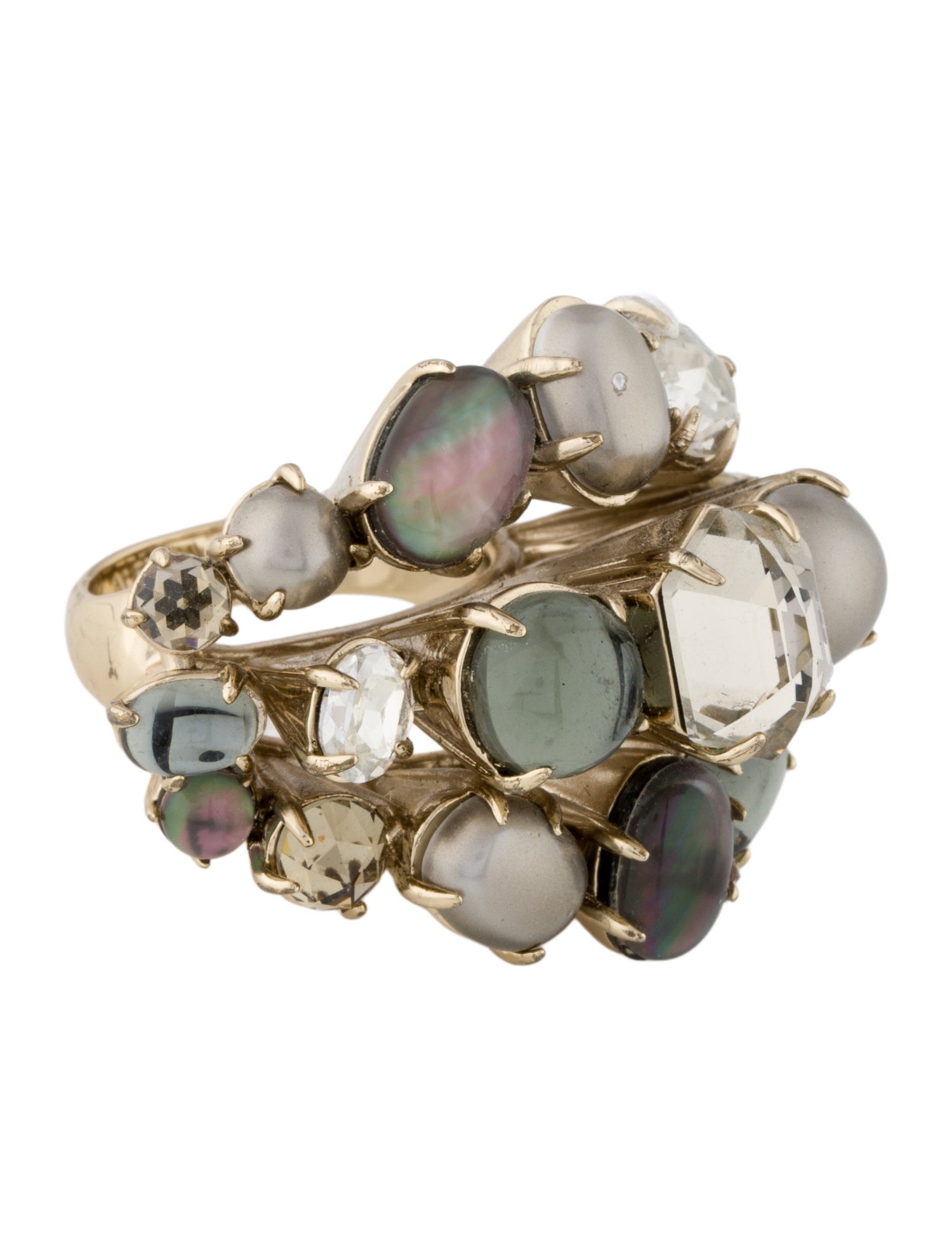 Alexis Bittar Crystal, Lucite & Faux Pearl Cocktail Ring