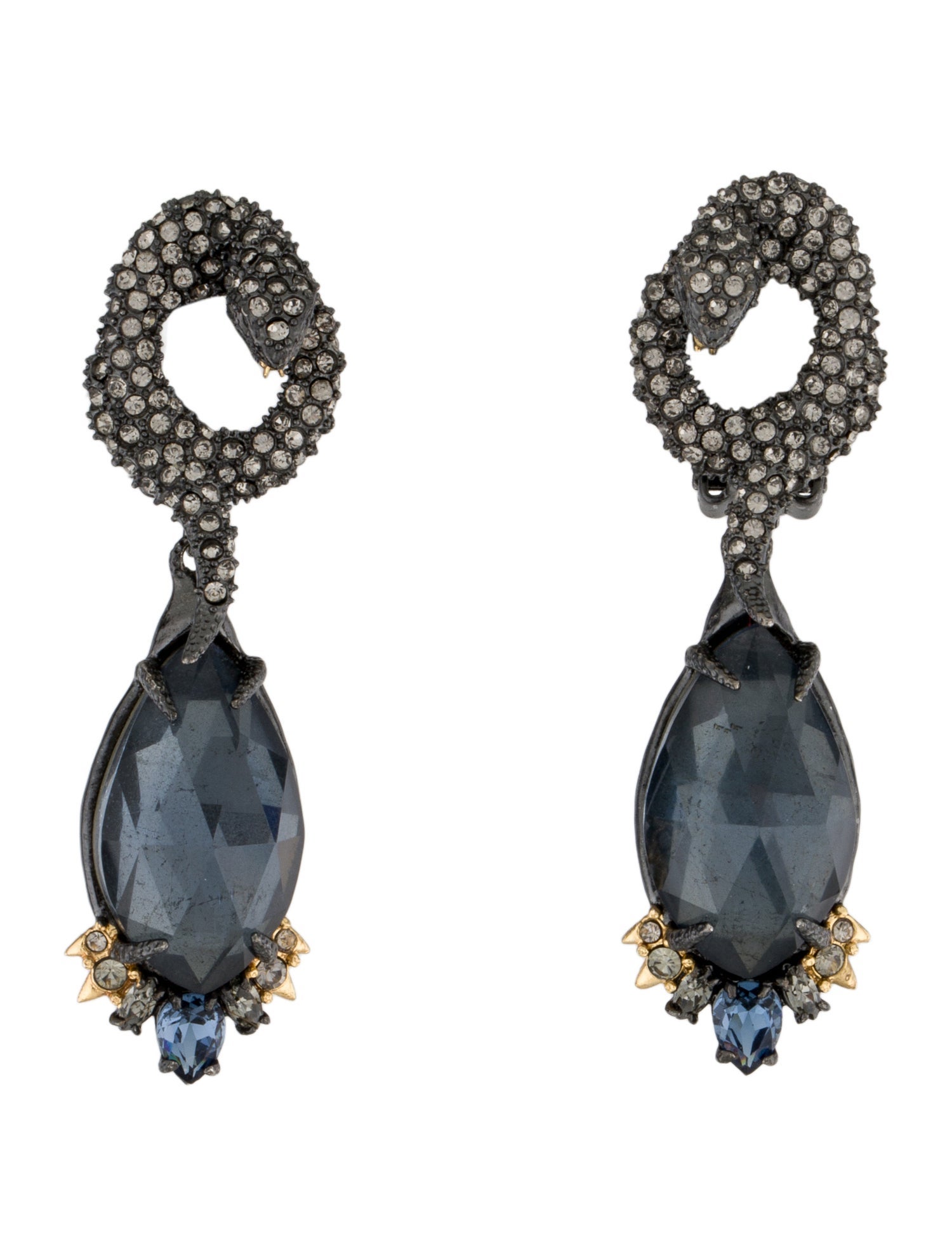 Alexis Bittar Crystal Snake Clip-On Drop Earrings