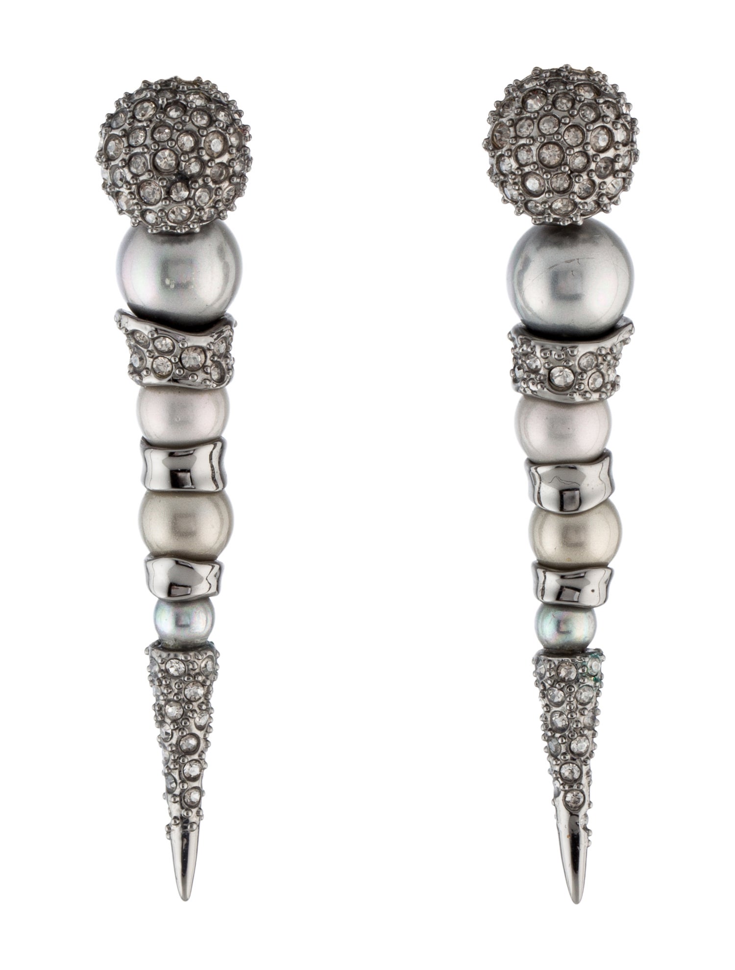 Alexis Bittar Pearl & Crystal Encrusted Spike Drop Earrings