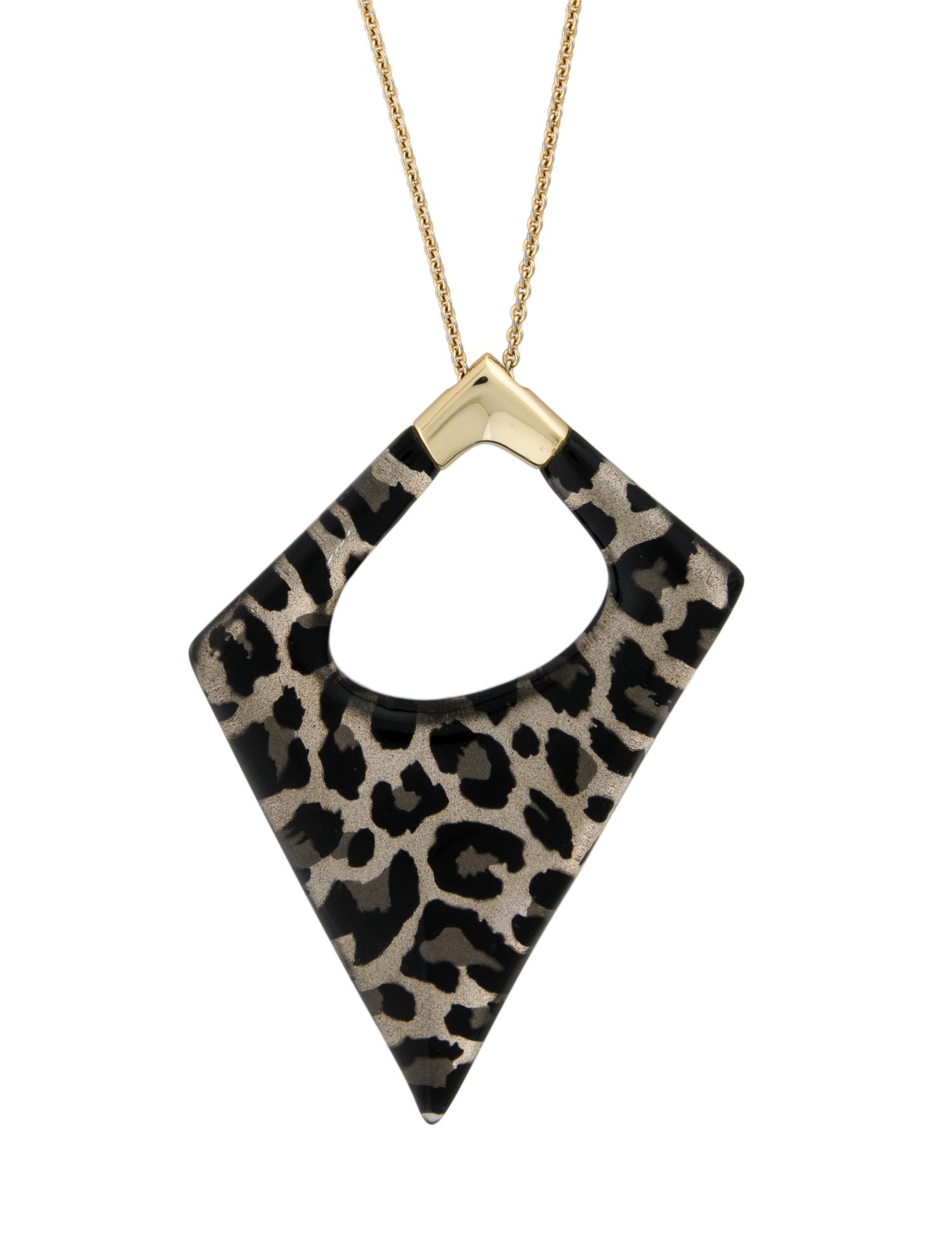 Alexis Bittar Lucite Leopard Print Asymmetrical Pendant Necklace