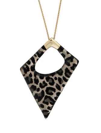 Alexis Bittar Lucite Leopard Print Asymmetrical Pendant Necklace