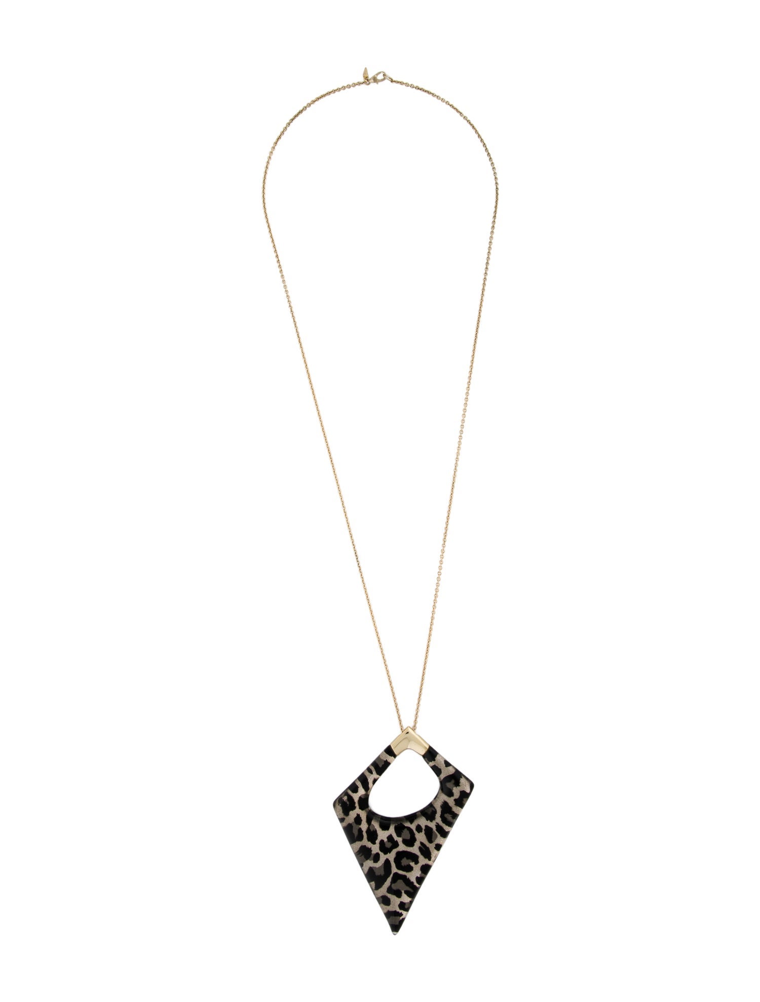 Alexis Bittar Lucite Leopard Print Asymmetrical Pendant Necklace