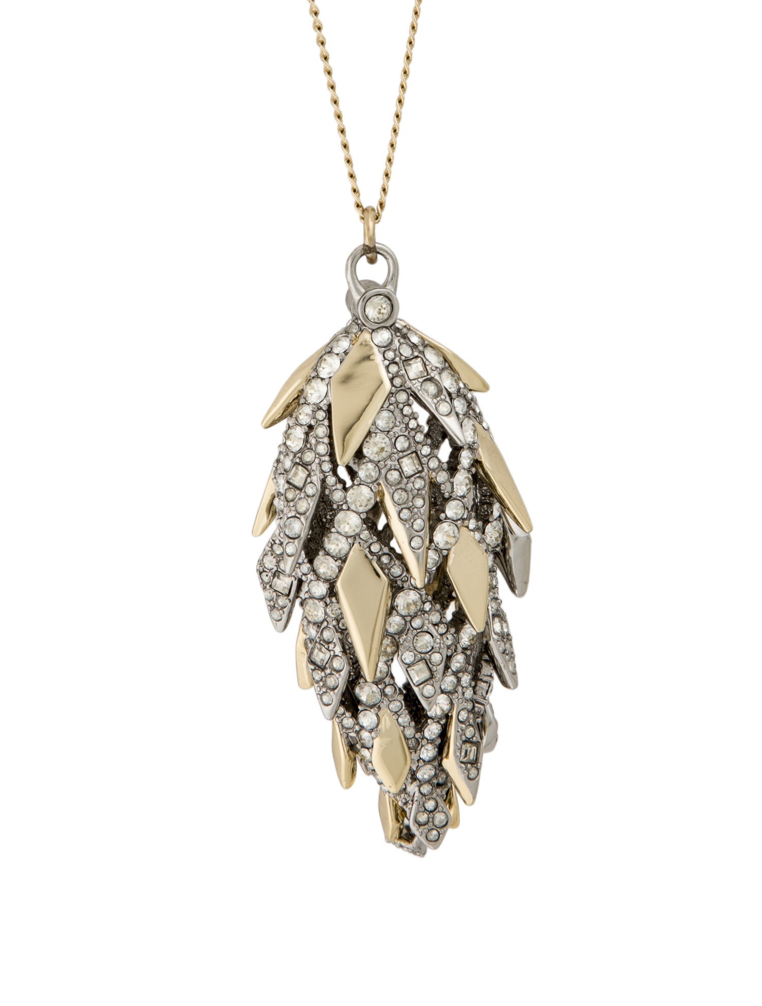 Alexis Bittar Spiked Lattice Pine Cone Pendant Necklace