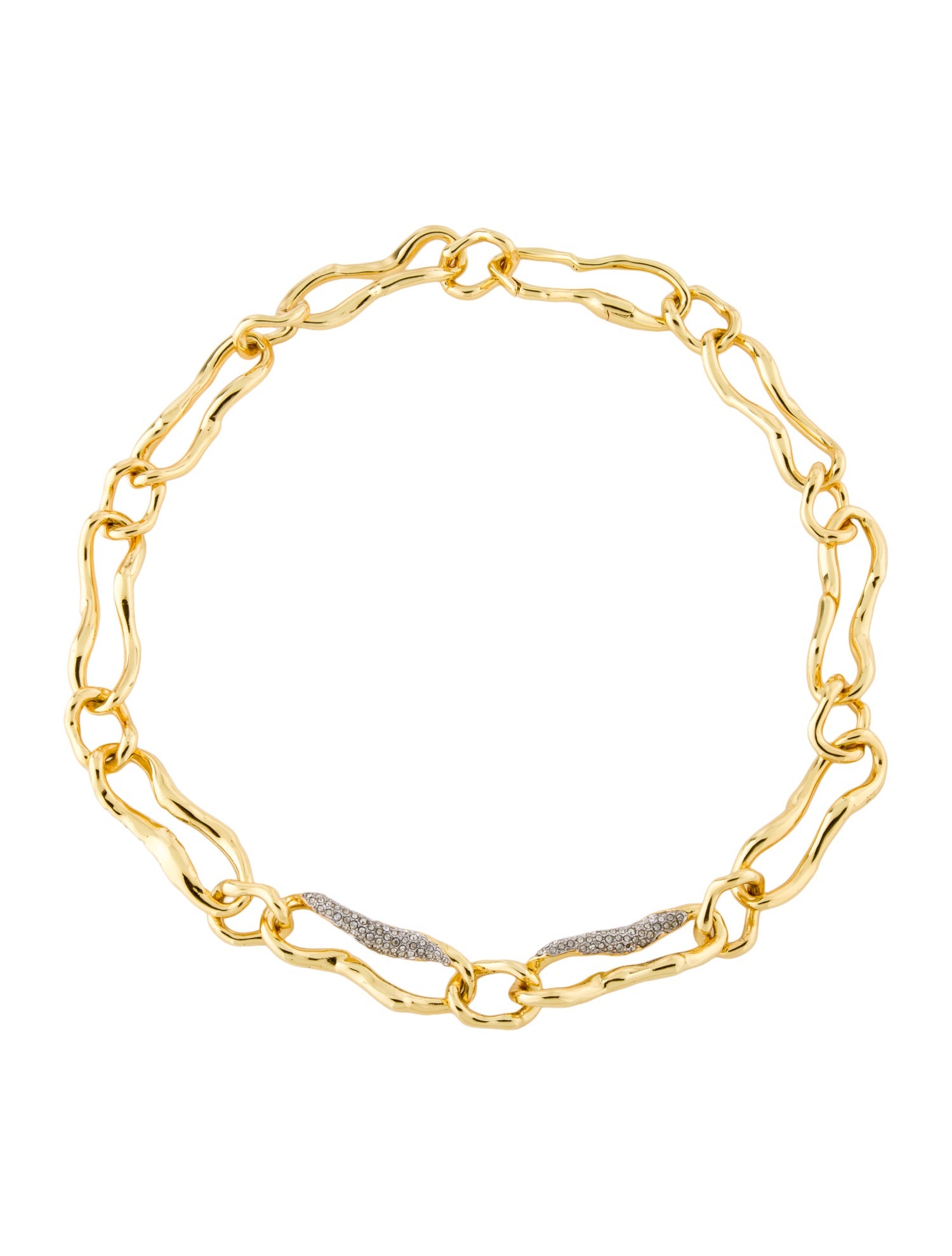 Alexis Bittar Crystal Solanales Curved Link Chain Necklace