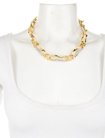 Alexis Bittar Crystal Solanales Curved Link Chain Necklace