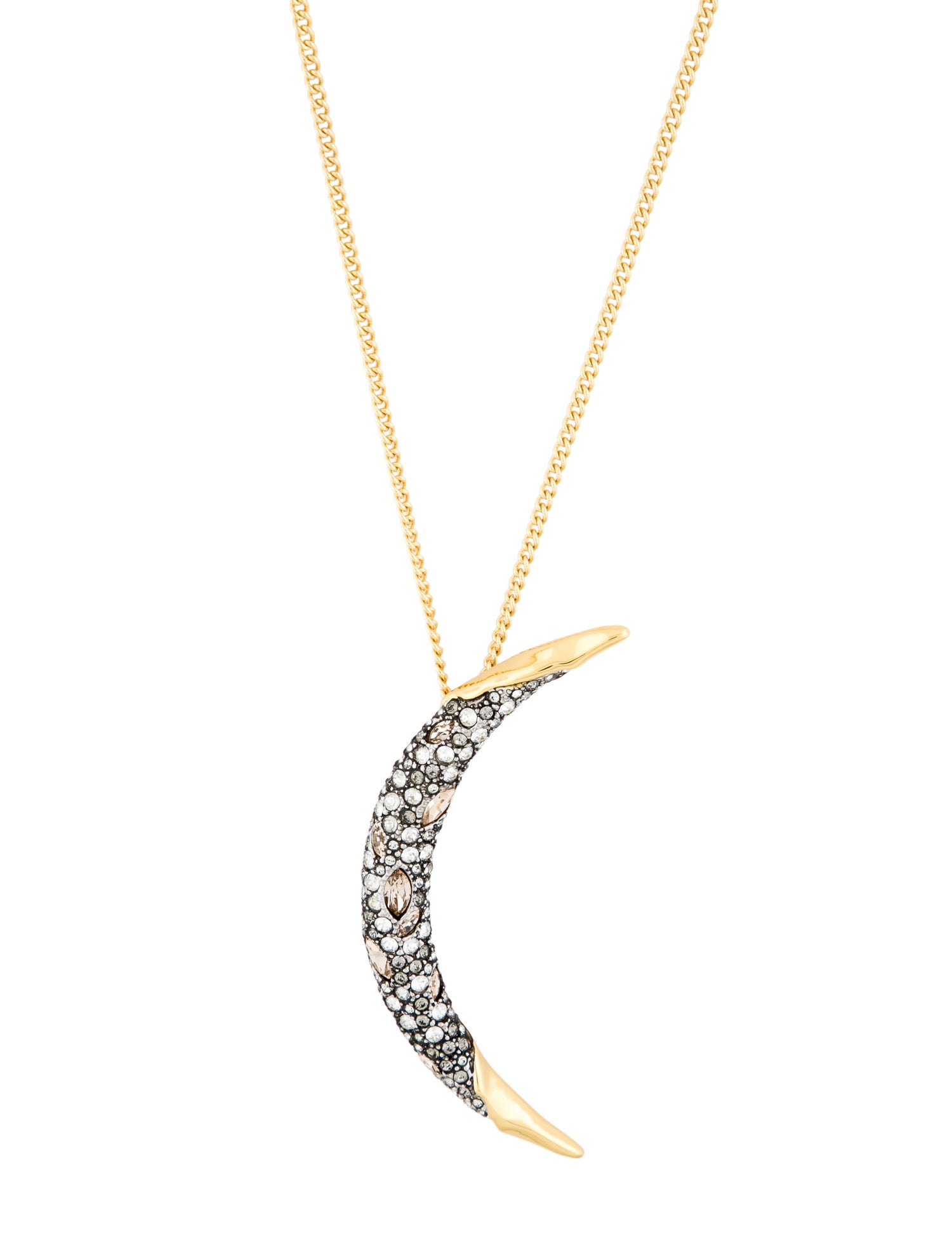 Alexis Bittar Crystal Pavé Solanales Crescent Moon Pendant Necklace