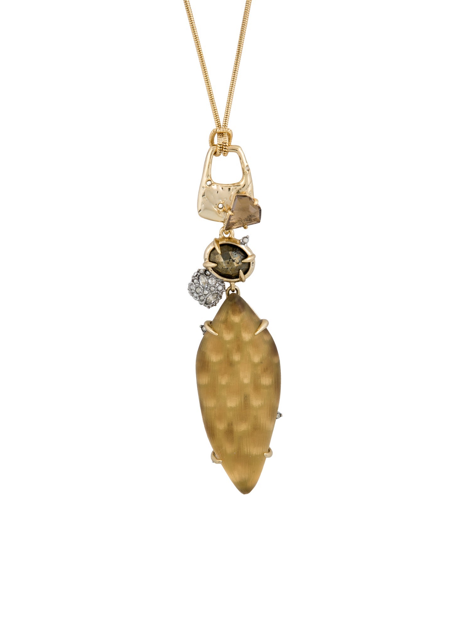 Alexis Bittar Crystal, Stone & Lucite Pendant Necklace