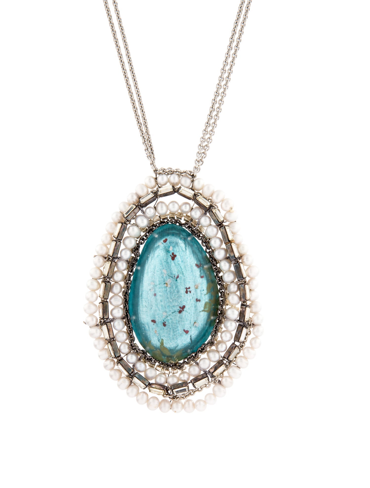 Alexis Bittar Crystal, Lucite & Faux Pearl Pendant Necklace