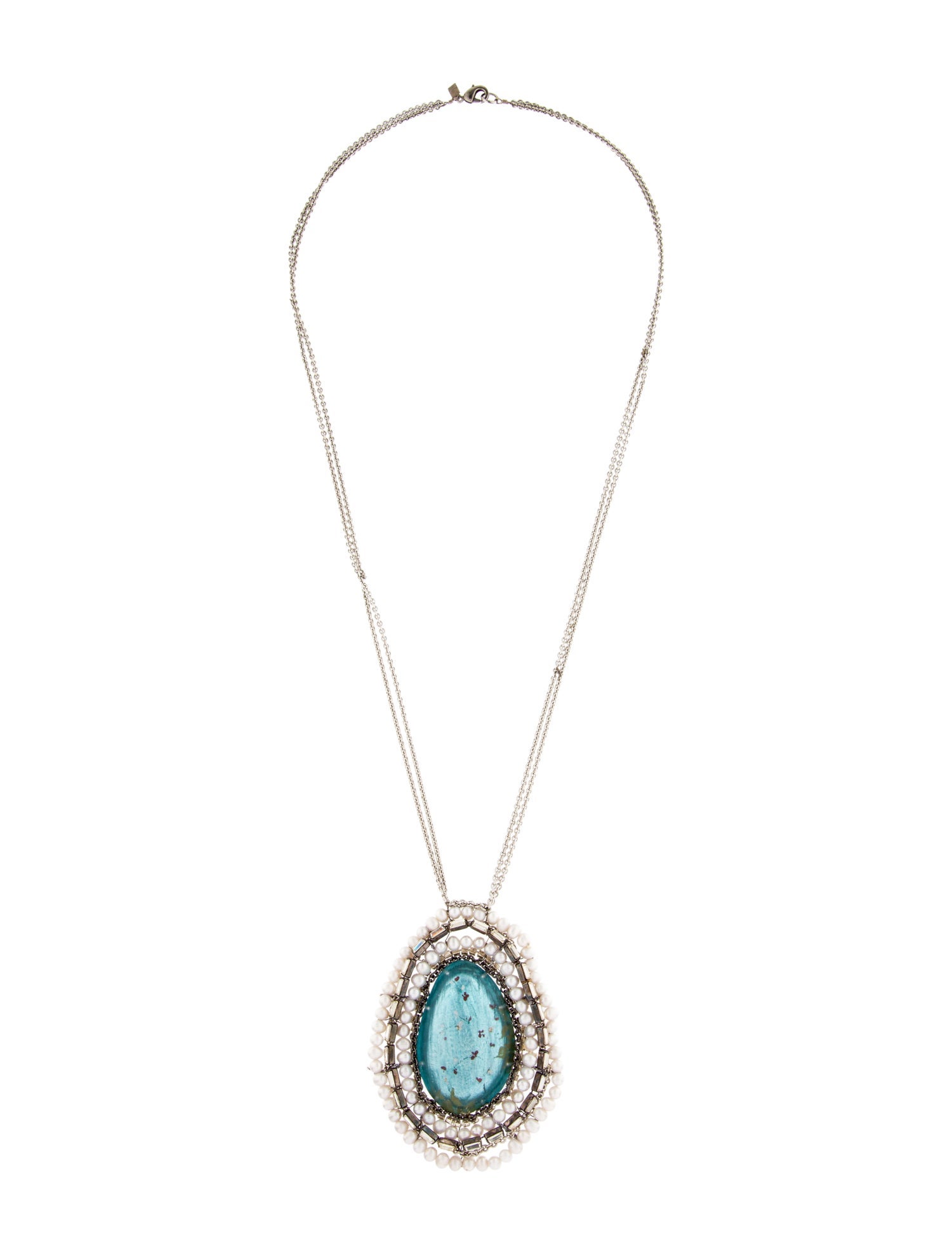 Alexis Bittar Crystal, Lucite & Faux Pearl Pendant Necklace