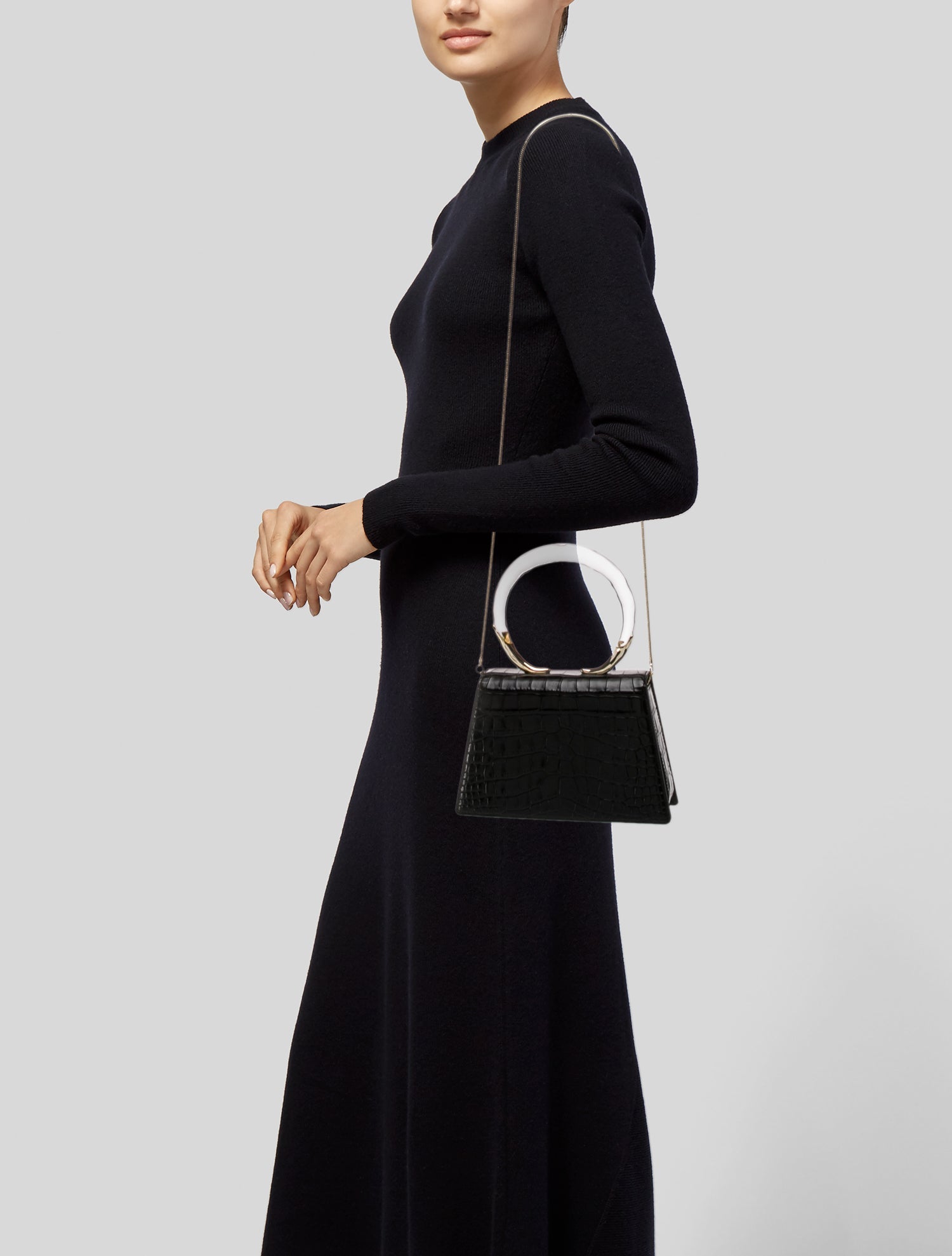 Alexis Bittar Embossed Leather Top Handle Bag